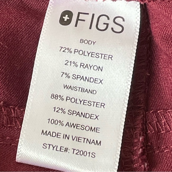Figs Axim Burgundy Red Cargo Scrub Pants - 35665 - Picture 12 of 13